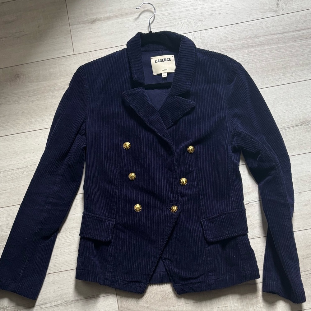 L’Agence Navy Blue Corduroy blazer